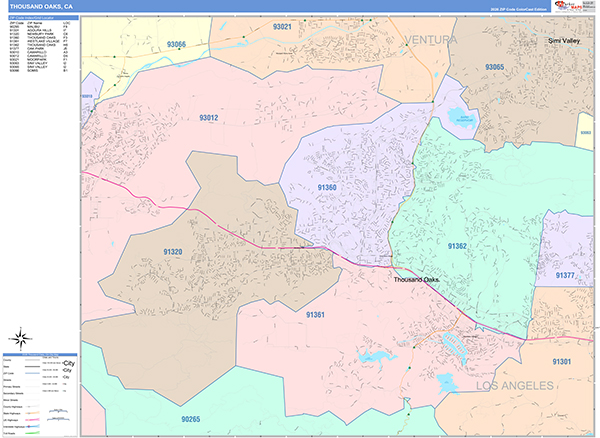 Thousand Oaks Map Color Cast Style